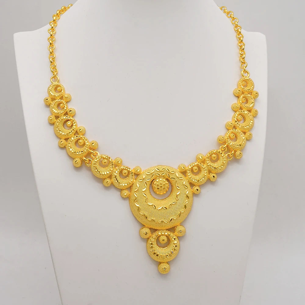 Round Necklace Bracelet Earing Ring Set