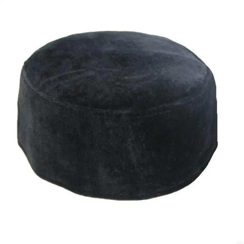 P88B Men Muslim Prayer Hats Suede Composite Caps Skull Beanie Warmth Muslim Islamic Prayer for Head Wear Solid Casual Topi