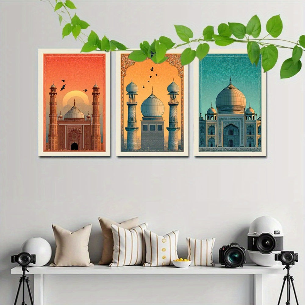 3pcs, 2D Flat Framed wall art - 40.64x60.96cm, Set of 3 Karachi Posters, Pakistan Travel Prints, Karachi Travel Art, Islamic Wall Art, Islamic Travel Posters, Muslim Gift, Pakistani Decor, 2D Flat