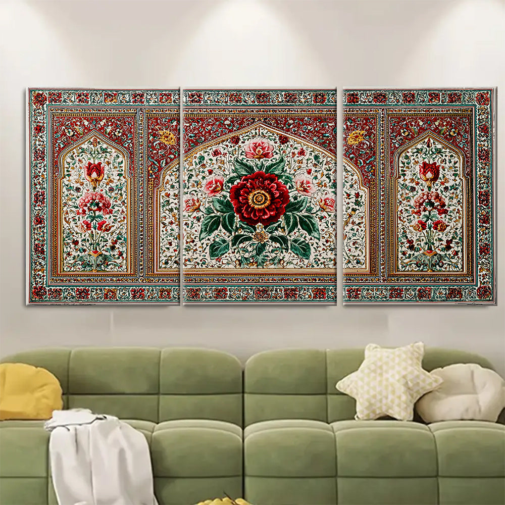 3pcs, 2D Flat Framed wall art - 40.64x60.96 cm, Set of 3 Pakistan Posters, Pakistan Travel Prints, Islamic Travel Art, Floral Wall Art, Arabic Art Poster, Pakistani Decor, Pakistani Gift627An03615