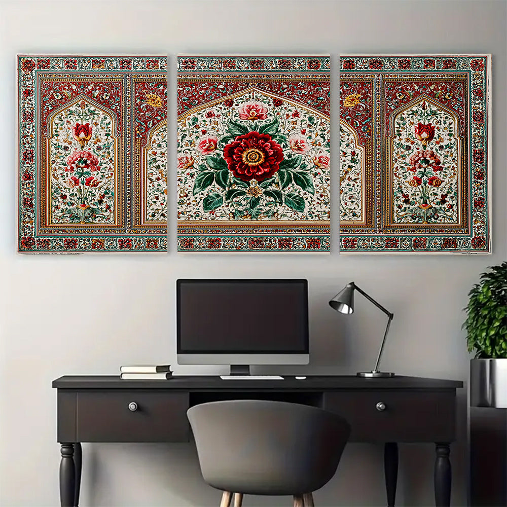 3pcs, 2D Flat Framed wall art - 40.64x60.96 cm, Set of 3 Pakistan Posters, Pakistan Travel Prints, Islamic Travel Art, Floral Wall Art, Arabic Art Poster, Pakistani Decor, Pakistani Gift627An03615