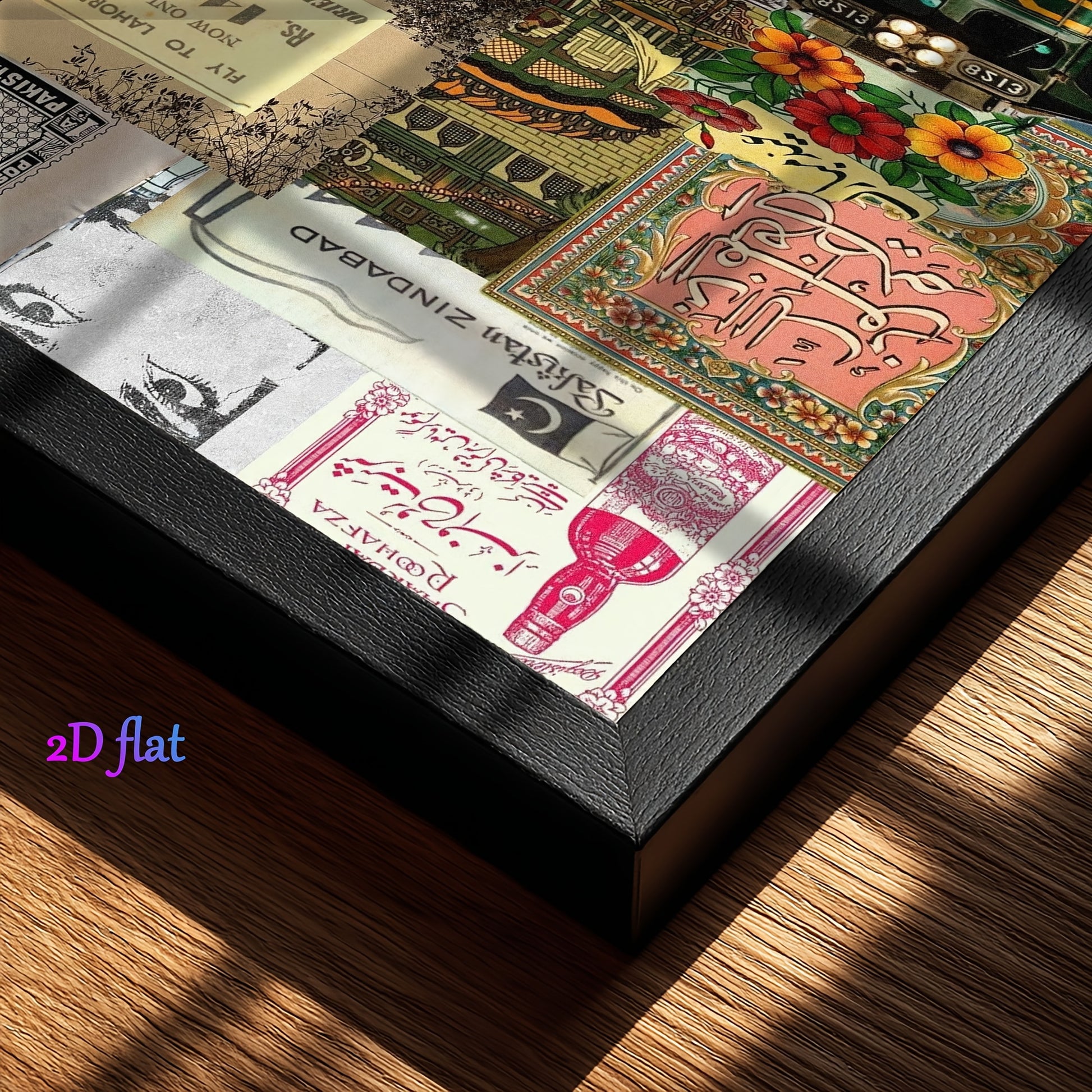 1pc, Wooden Wall Art, Pakistan Style Collage, Wooden Frame, Solid Wood Border, Wall Decoration, Printed Oil Painting, Mural, Hanging Artwork, Suitable for Living Room, Bedroom, Study, Dining Room, Cafe, Bar, Garage, Indoor De