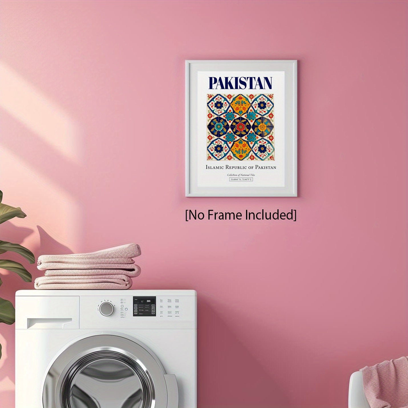 Traditional Pakistani Islamic Republic Tile Wall Art - Vibrant Floral Mosaic Design, High-Quality Canvas Print, Modern Garden & British Style Indoor Decor for Bedroom, Living Room, Office - Spring Home Decoration, Islamic Hom